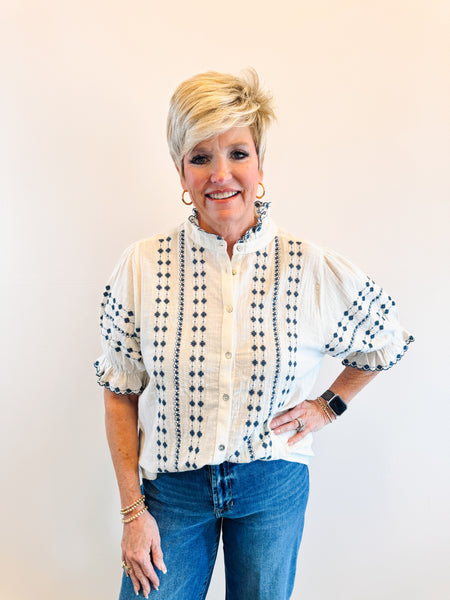 Rows of Embroidery Top