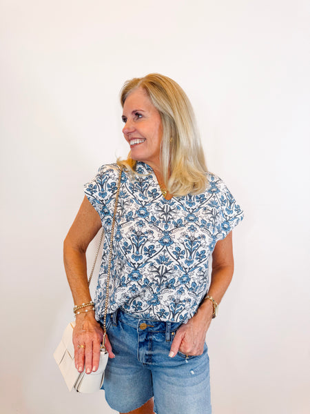 Toile Pop-Over Top