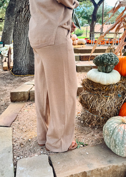 Ladies Knitted Pants - Gold and Beige