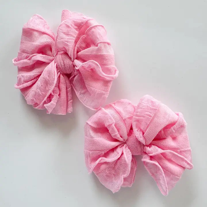 Bubble Gum Ruffle Clip Set