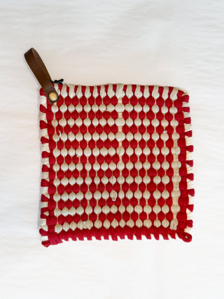 Crocheted Pot Holder with Leather Loops (Assorted Styles)