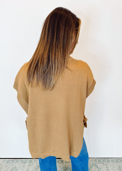 Tye Sweater Vest in Tan