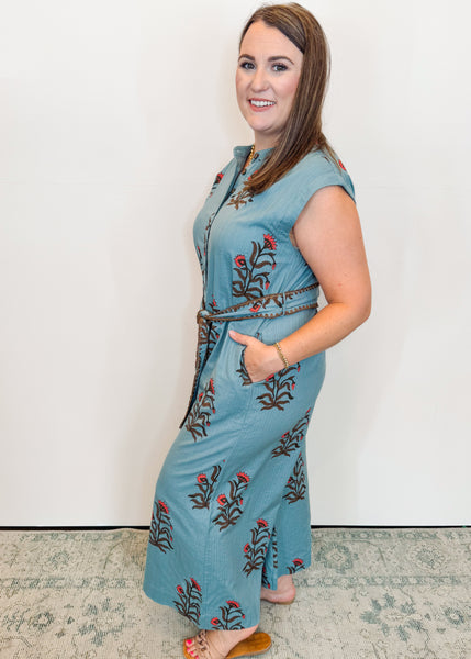 Block Print Jumpsuit in Slate