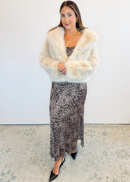 Cielo Leopard Mid Dress - Desert Tan