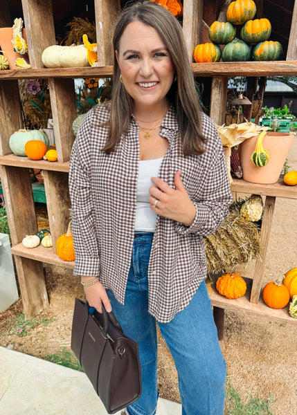 River Plaid Button Up Top