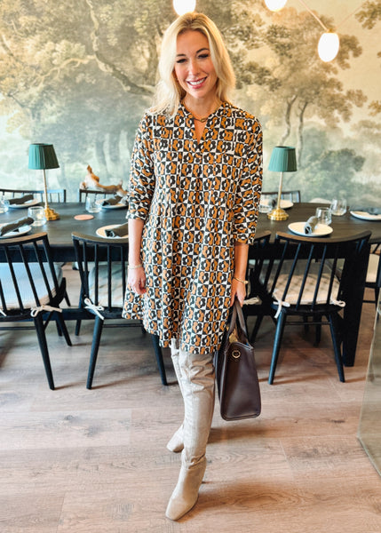 Flower Block Dress - Black