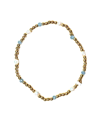 3mm Bracelet with Small Blue and Pearl Accents