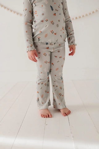 Botanical Lettuce Hem LS Tee & Flare Pants Set