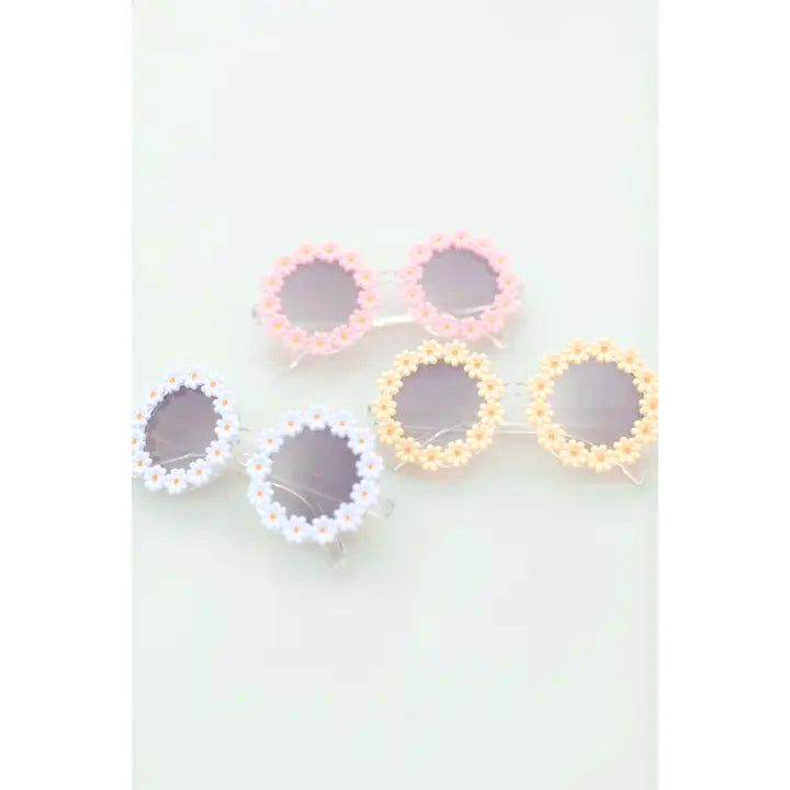 Kids Toddler White Mini Flower Sunglasses