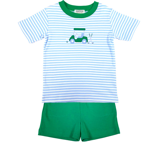 Blue & Green Golf Cart Short Set