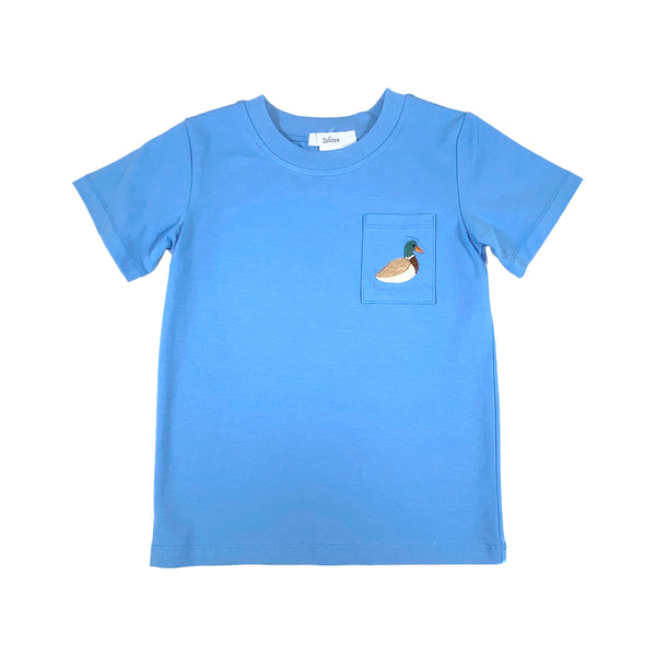 Blue Pocket Tee with Mallard