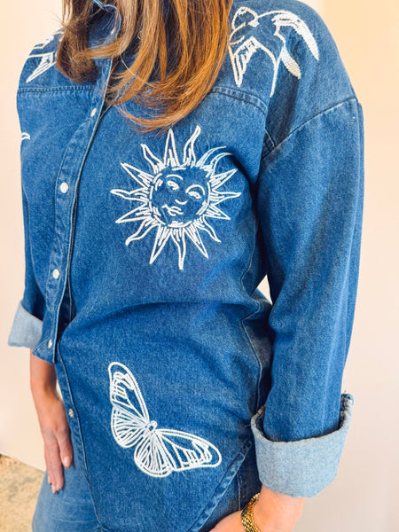 Rakaya Button Down Embroidered Top