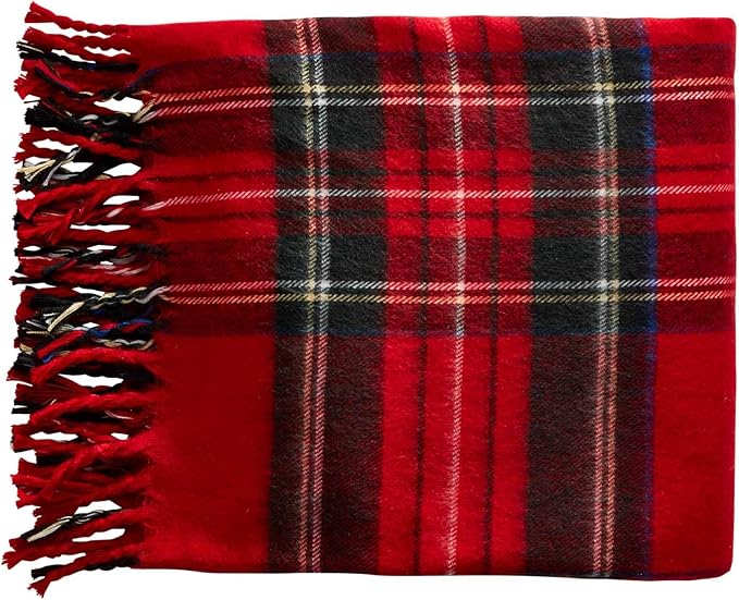 Red Tartan Fringe Throw