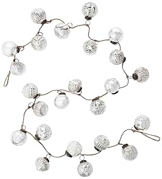 6' Mercury Glass Ornament Garland, Silver Finish
