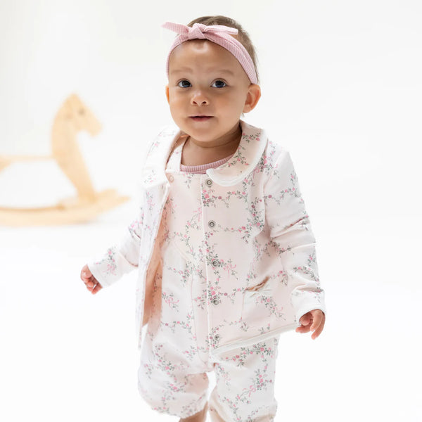 Antoinette Floral Tweed Style Jacket with Bow Pockets
