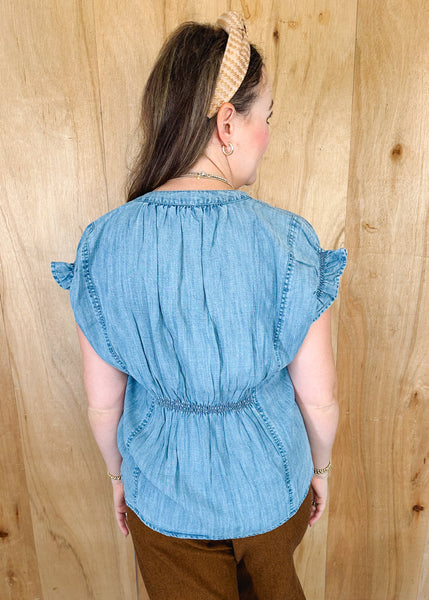 Popover Camp Top in Indigo