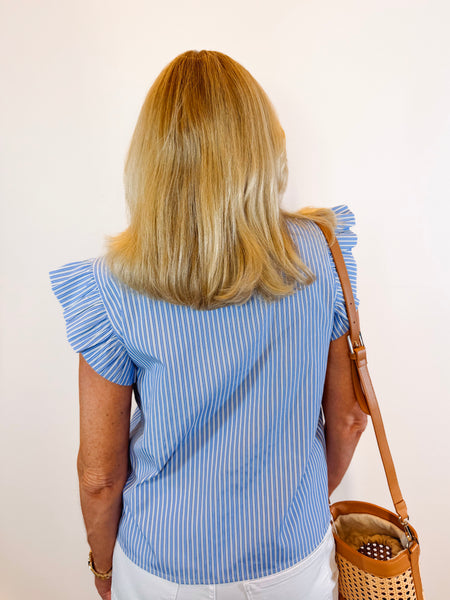 Blue and White Striped Blouse