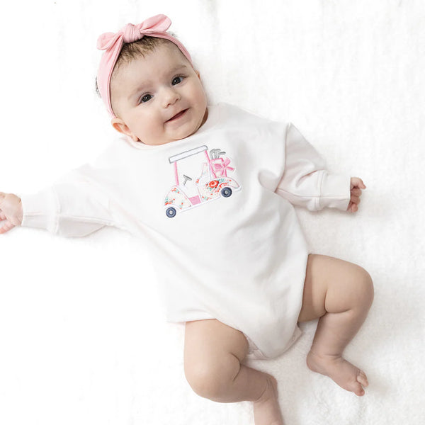 Pink Golf Cart Applique Sweatshirt Bubble