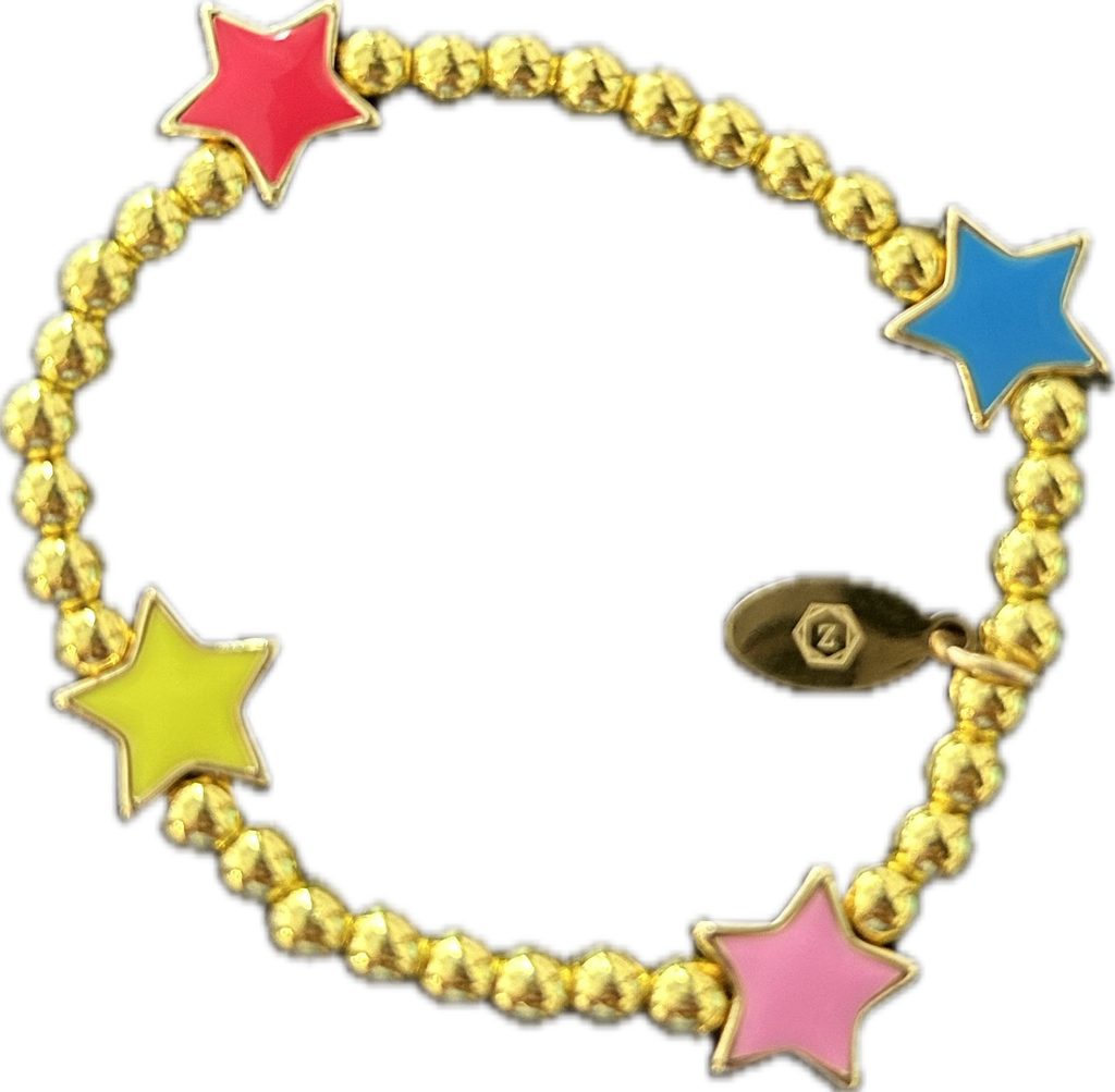 Girls Rainbow Stars Stretchy Bead Bracelet