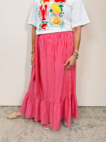 Pink Candy Stripe Maxi Skirt