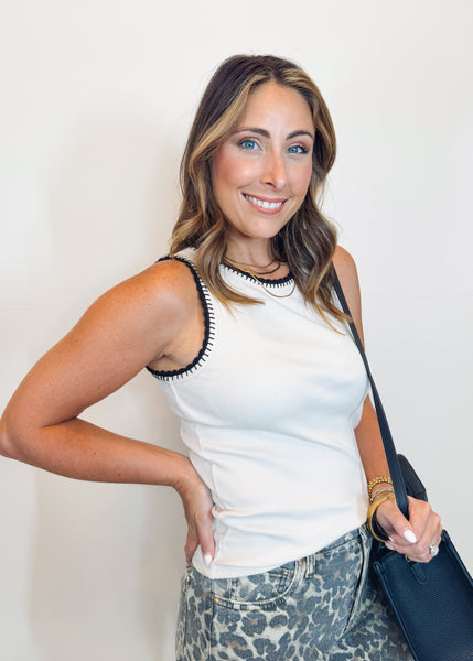 Social Whipstitch Tank in Crystal