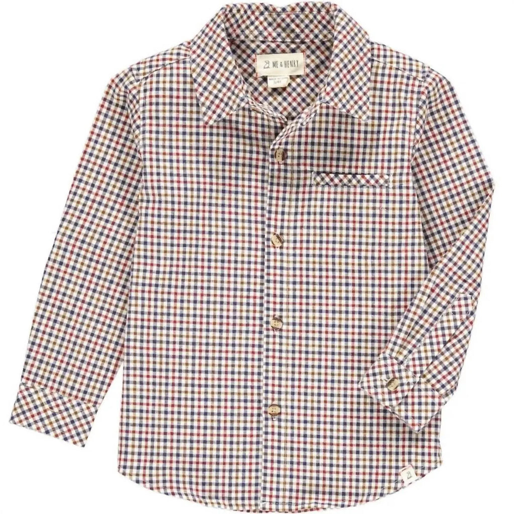 Boys Beige Plaid Atwood Woven Shirt