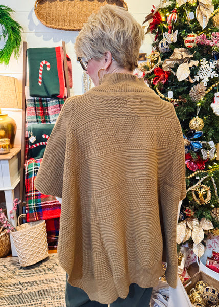 Camel Knitted Poncho