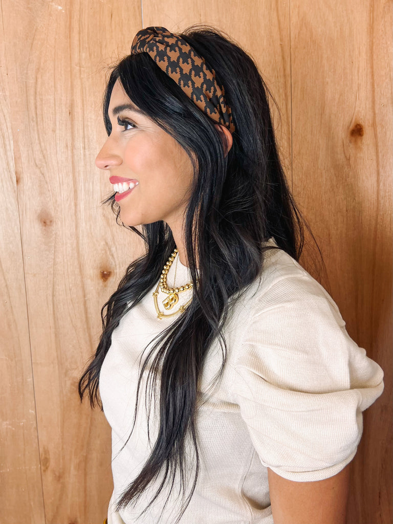 Brown Herringbone Headband