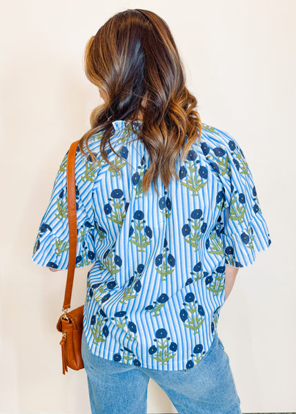 The Bell Top in Blue Stripe