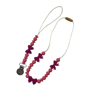 Coquette Bow Toddler Teething Necklace (Assorted Colors)