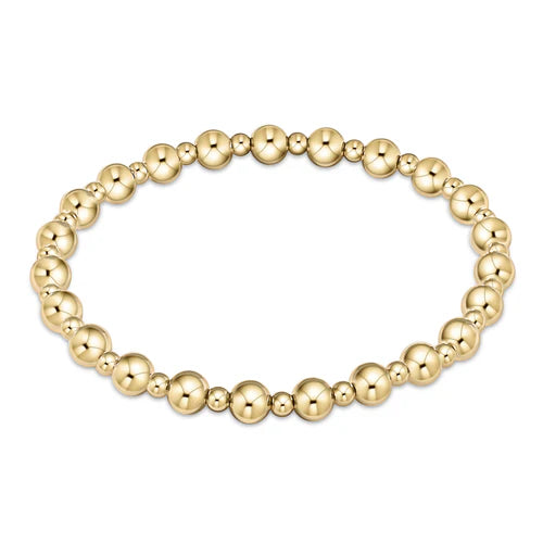 Classic grateful pattern 5mm bead bracelet - gold