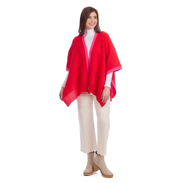 Bringham Reversible Poncho in Red/Pink