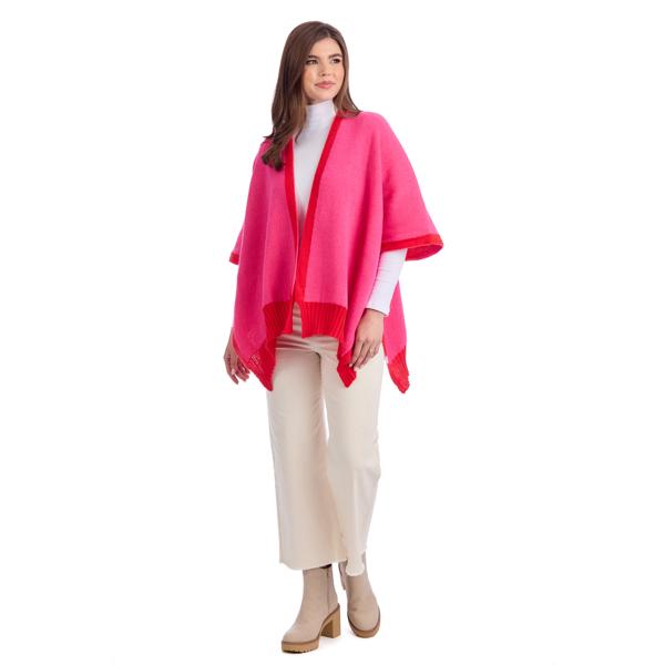 Bringham Reversible Poncho in Red/Pink