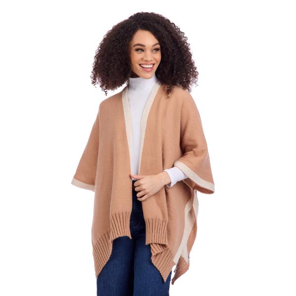 Bringham Reversible Poncho in Beige/Khaki