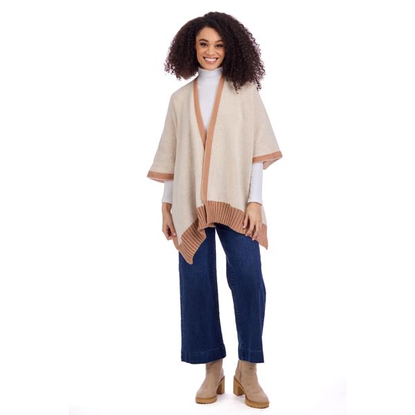 Bringham Reversible Poncho in Beige/Khaki