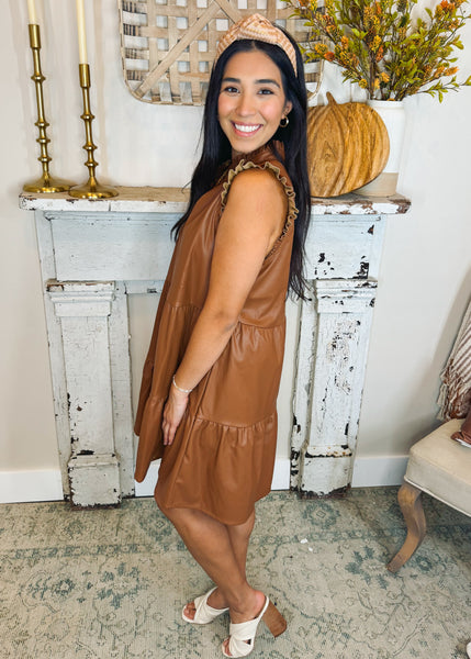 Tan Tabitha Leather Dress