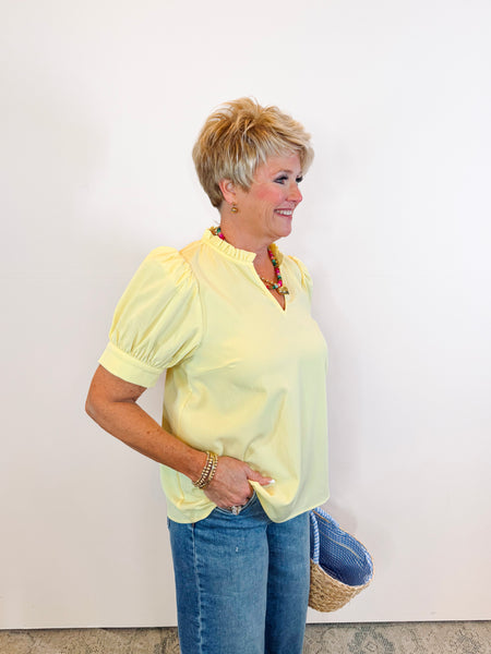 Butter Yellow Poof Sleeve Blouse
