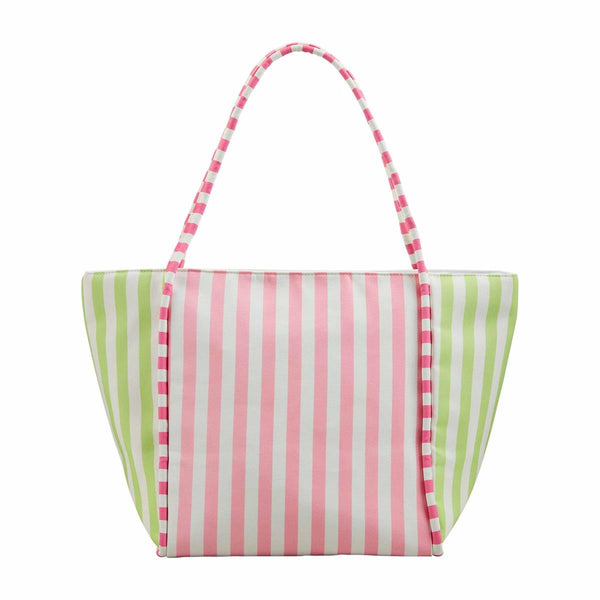 Striped Cooler Tote Pink