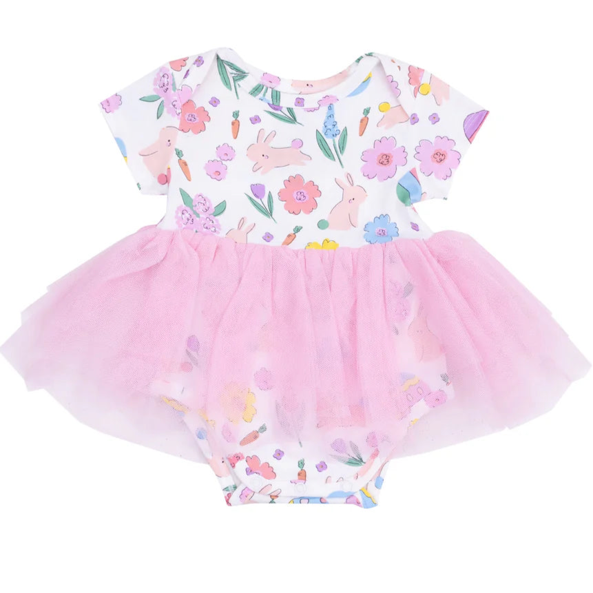 Easter Bunnies Twirly Short Sleeve Bodysuit Tutu Dress