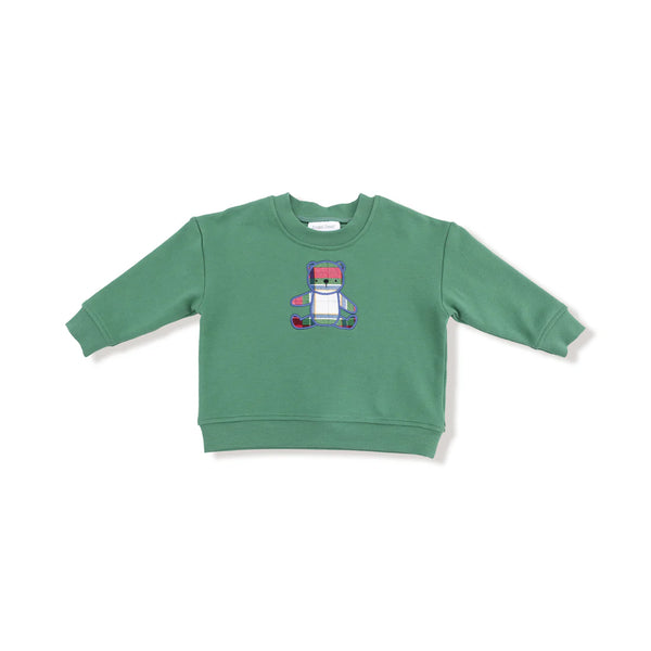 Holiday Plaid Bear Drop Sleeve Sweatshirt