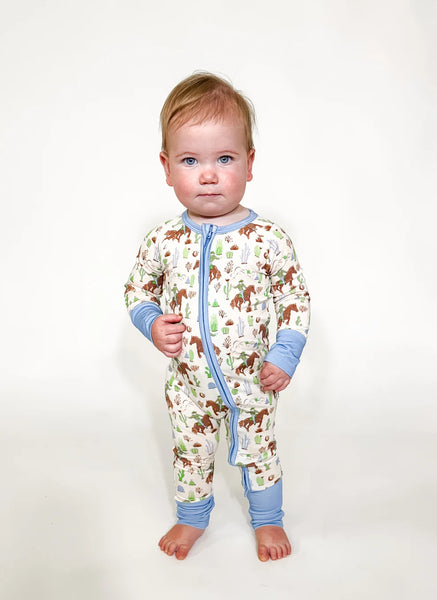 Saddle Up Cowboy Print LS Zip PJ Sleeper