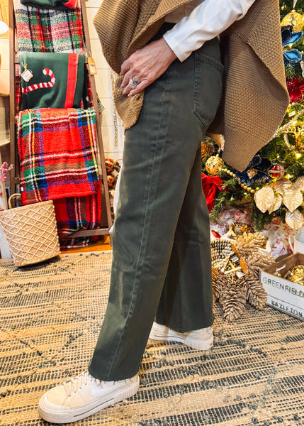 Meg High Rise Fab Ab Wide Leg in Sherwood Forest