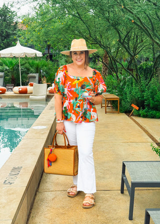 Tropical Peplum Top