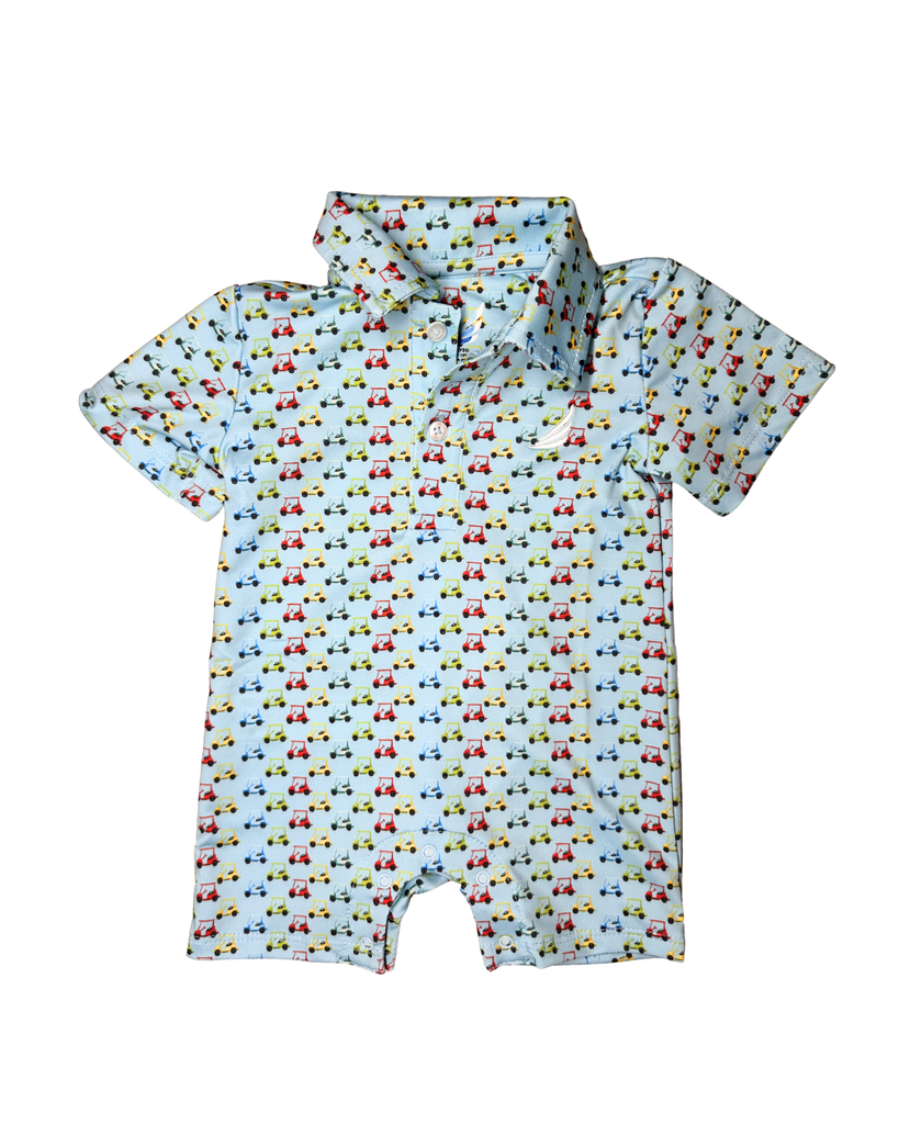 Banks Performance Polo Romper in Golf Cart Print