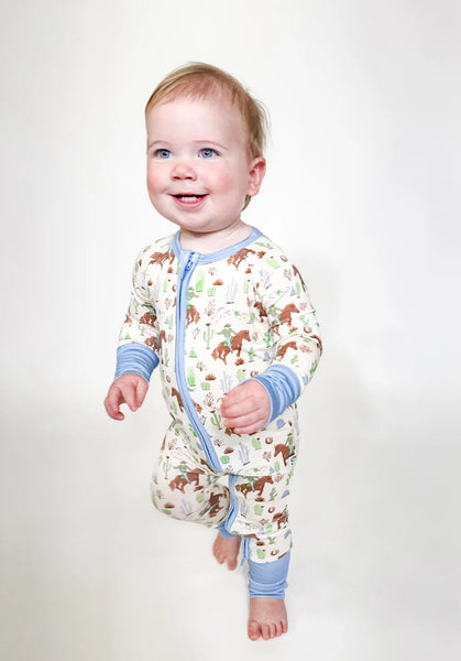 Saddle Up Cowboy Print LS Zip PJ Sleeper