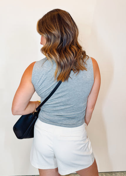 Wyatt Ruched Tank in Heather Grey