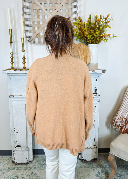 Tan Vivia Textured Cardigan