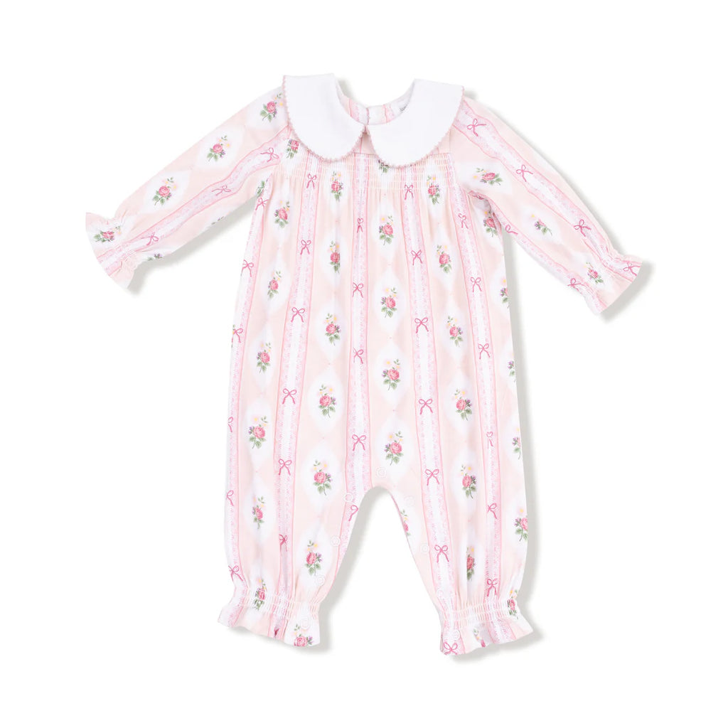 Ogee Lace Floral Smocked Romper with Collar