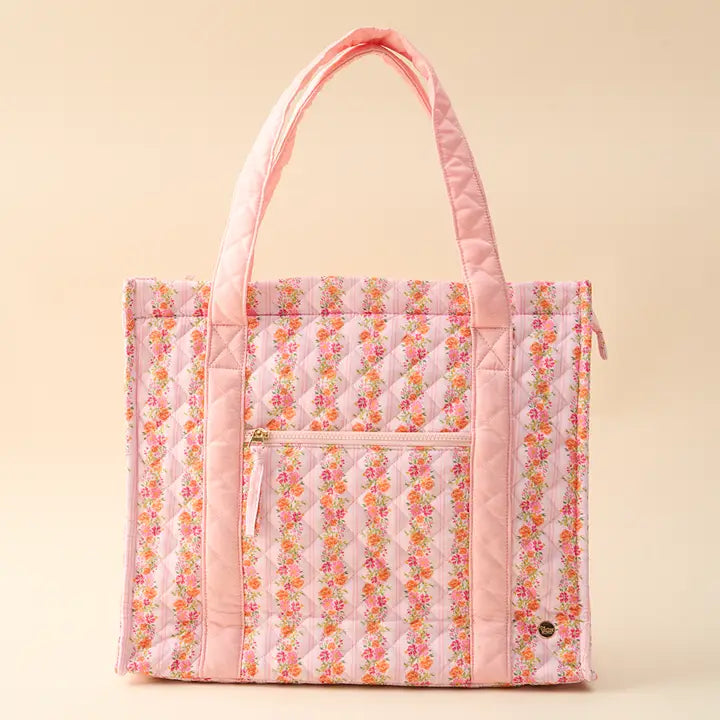 The Everyday Quilted Tote Bag-Petal Parade Pink