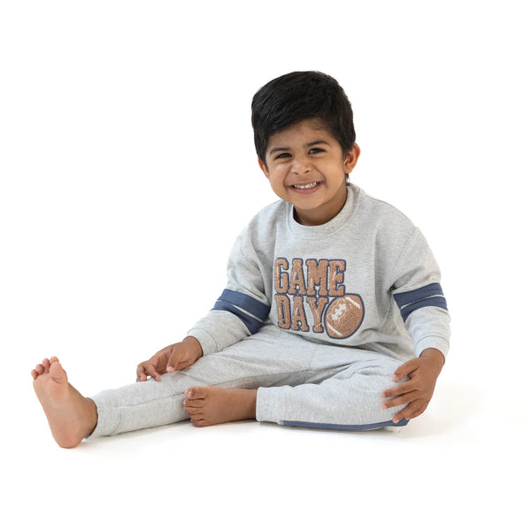 Light Gray Joggers with Varsity Stripes